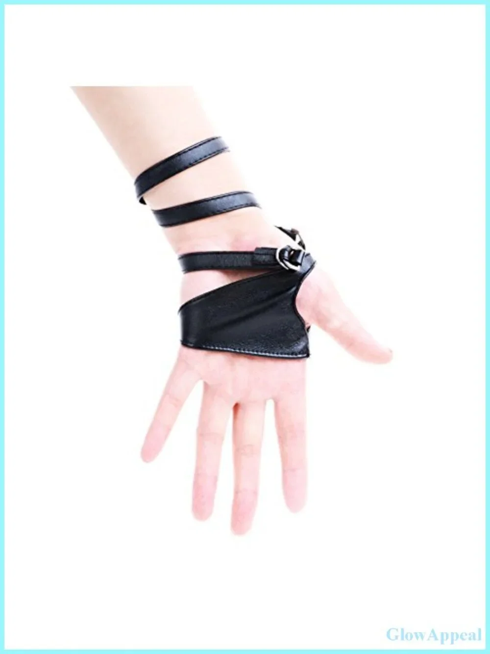 Women Half Palm Fingerless PU Leather Punk Gloves Halloween Costume